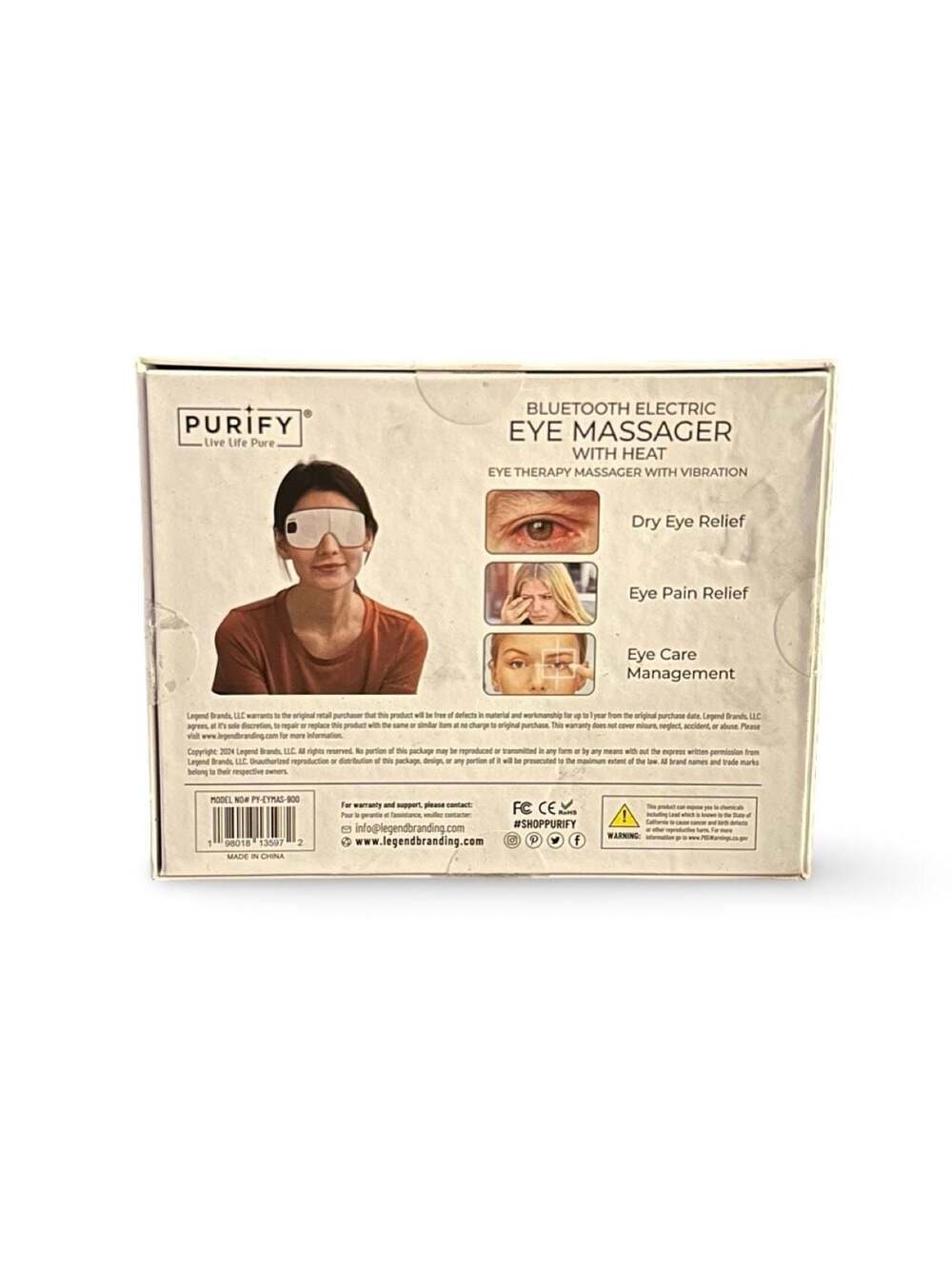 Purify Electric Eye Massager Bluetooth White - Picture 2 of 3